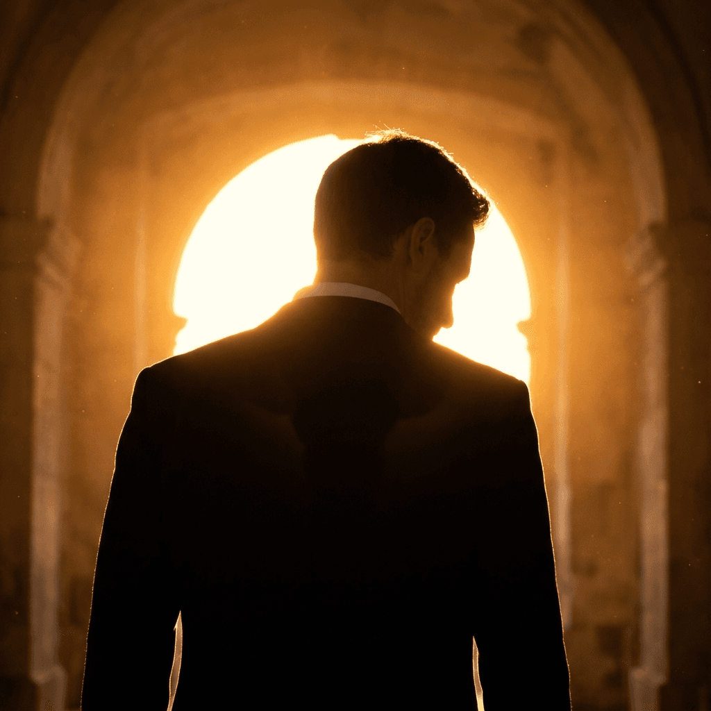Silhouette eines Bruders vor dem Licht